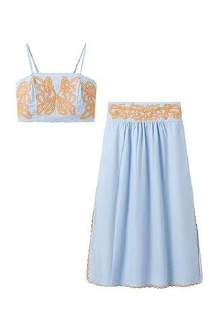 Sky Blue Skirt Set