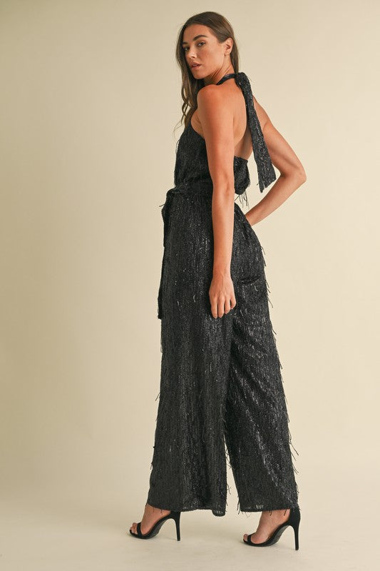 Feather Sequin Jumpsuit(Pre order)