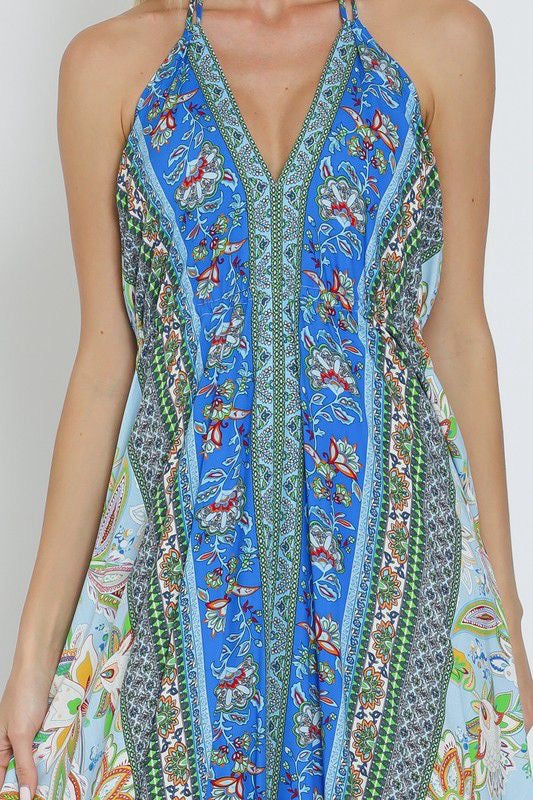 Boho Paisley Halter Maxi Dress