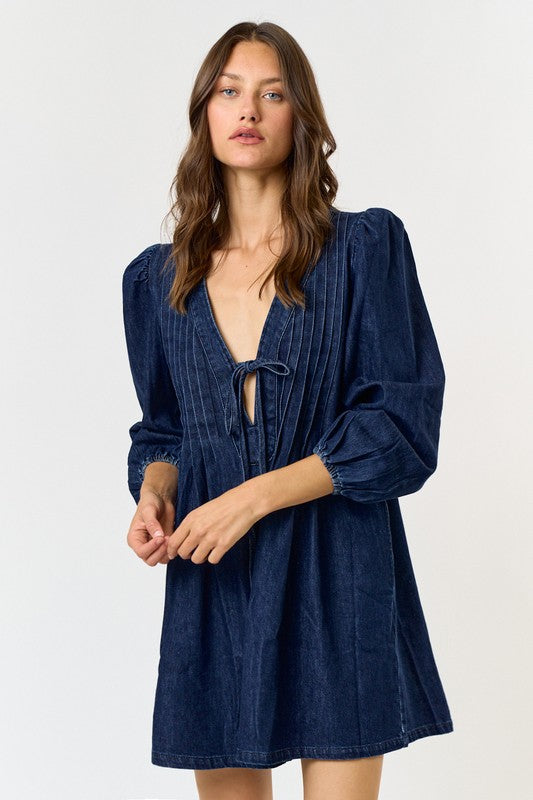 Dark Denim 3/4 Sleeves Romper