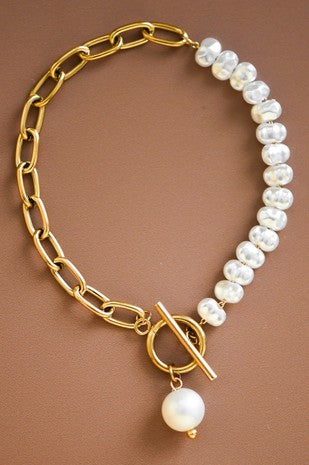 18k Non-tarnish Stainless Steel Pearl Bracelet