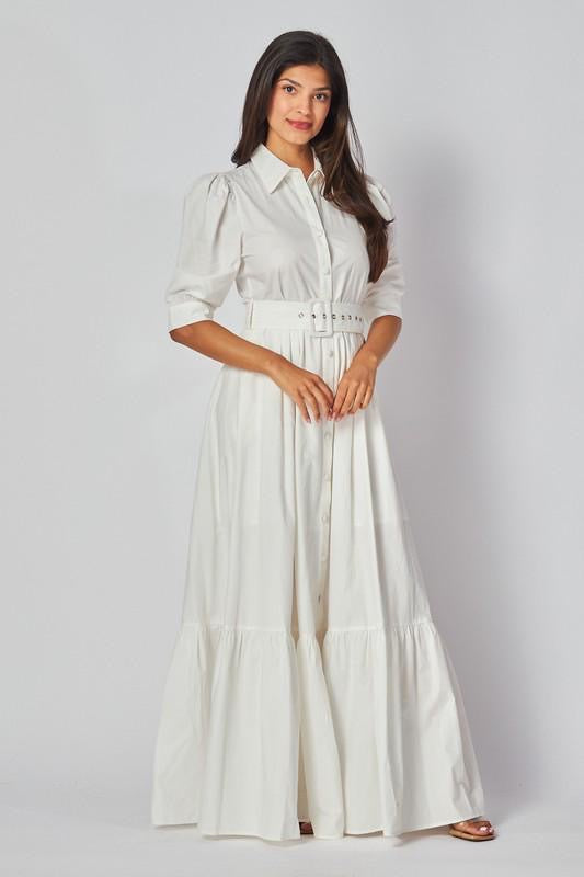 Button Down White Maxi Dress