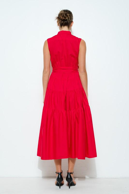 Red Bow-Tie Midi Dress