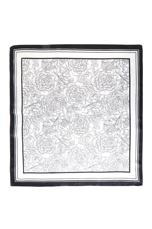 Flower Printed Silky Square Scarf