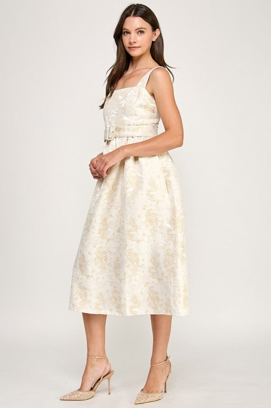 A Line Midi Princess Feel Jacquard Fabric Dress(Pre order)