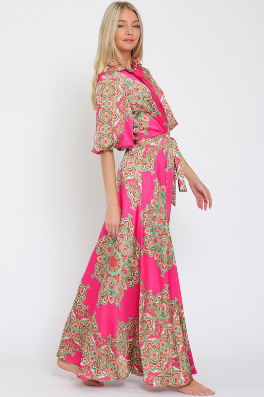 Pink Wrap Around Maxi Dress