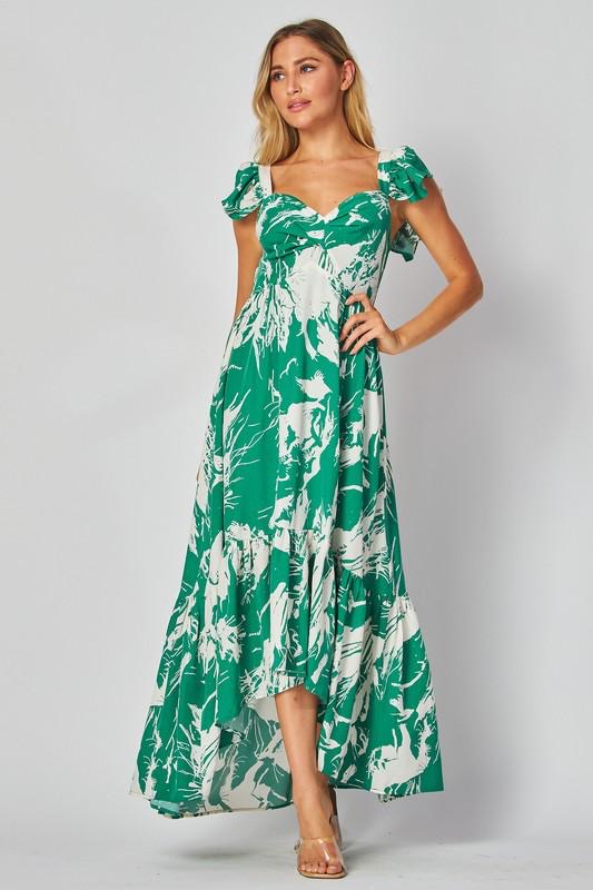 Green & White Midi Dress