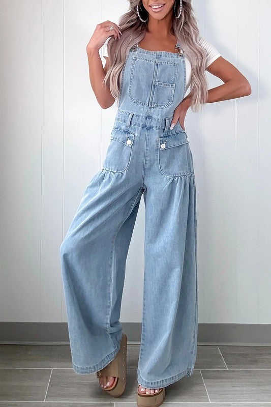 Casual Wide-leg Denim Jumpsuit
