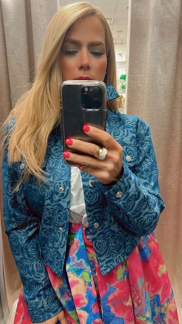 Denim floral texture jacket