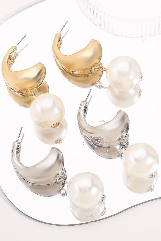 Metallic Pearl Earrings