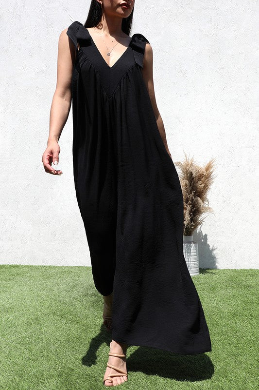 V Neck Loose Fit Woven Jumpsuit