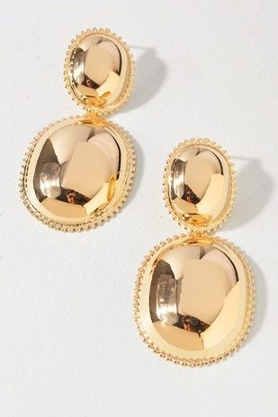 Gold Oval Drop Earrings