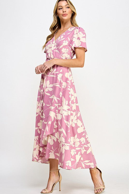 Floral dusty pink high low dress