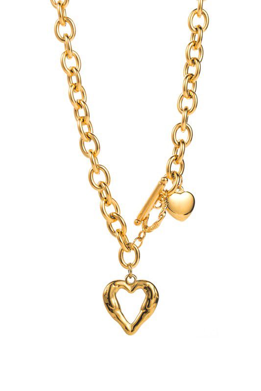 Stainless Steel Gold Heart Pendant Necklace