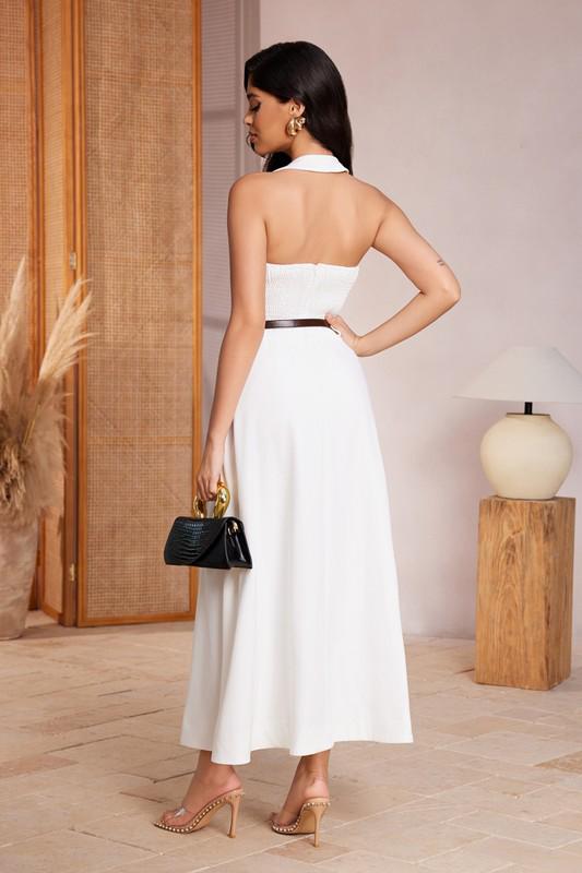 White Classic Halter Dress