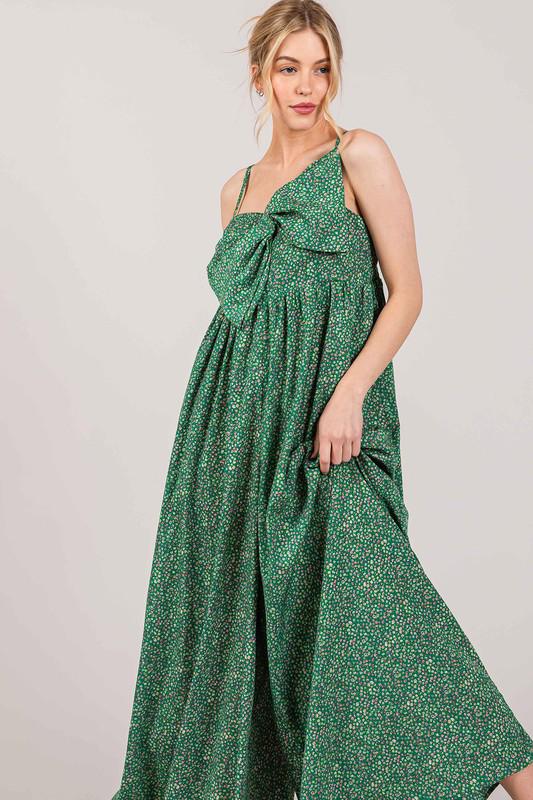 Smocking Back Wide Leg Bow Jumpsuit