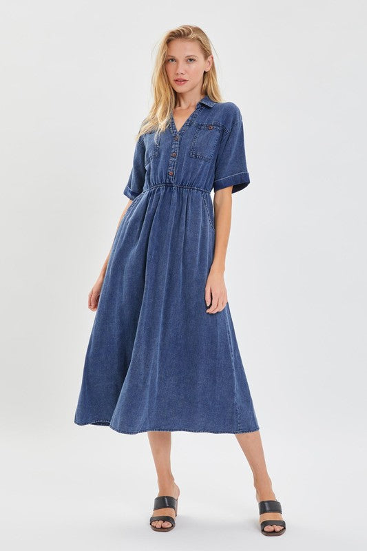 DENIM BUTTON DOWN DRESS