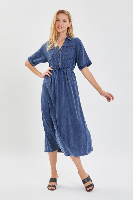 DENIM BUTTON DOWN DRESS