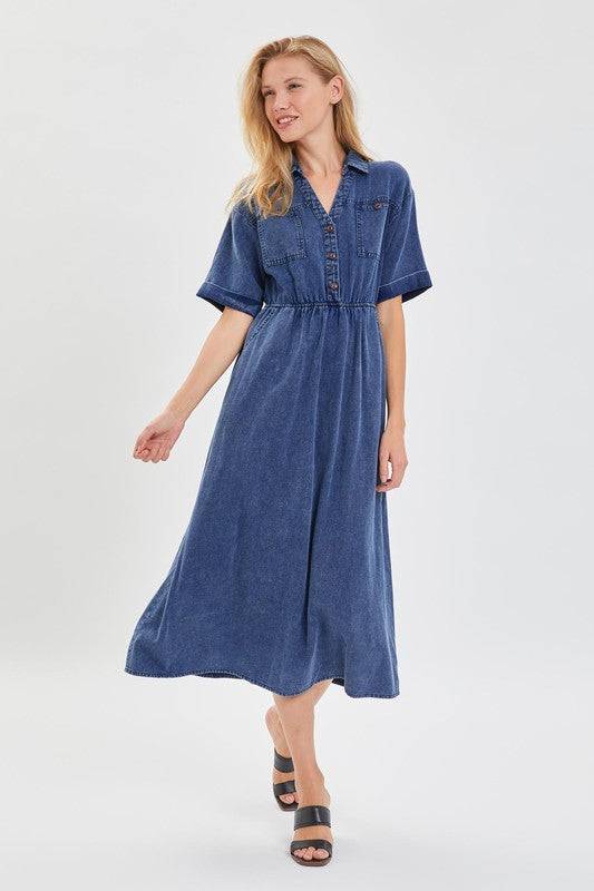 DENIM BUTTON DOWN DRESS