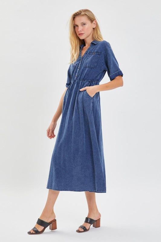 DENIM BUTTON DOWN DRESS