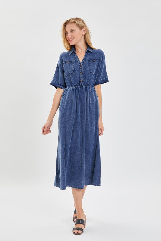 DENIM BUTTON DOWN DRESS