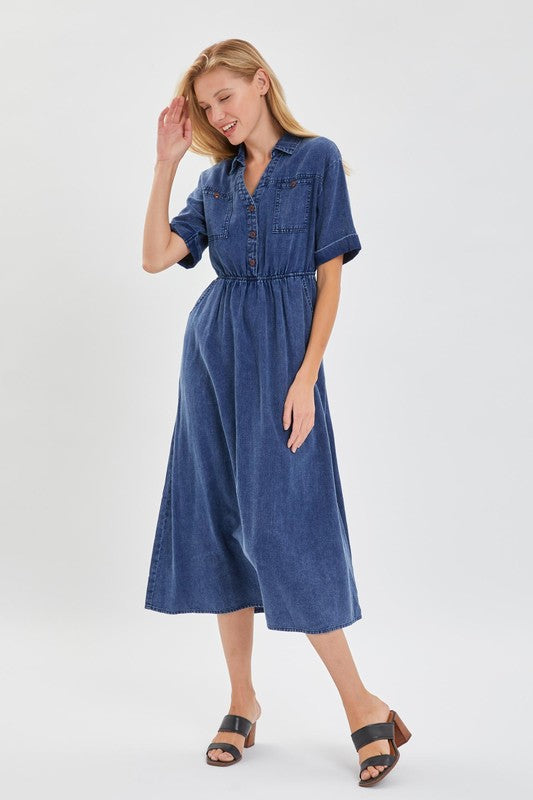 DENIM BUTTON DOWN DRESS