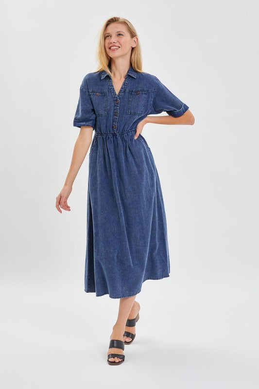 DENIM BUTTON DOWN DRESS