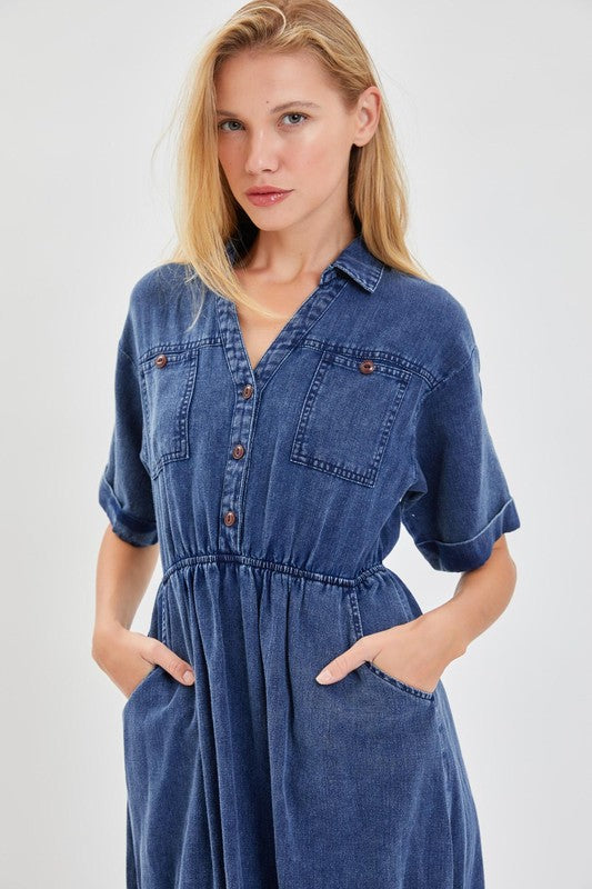 DENIM BUTTON DOWN DRESS