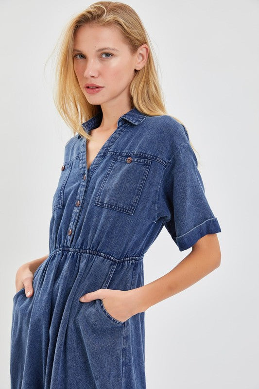 DENIM BUTTON DOWN DRESS