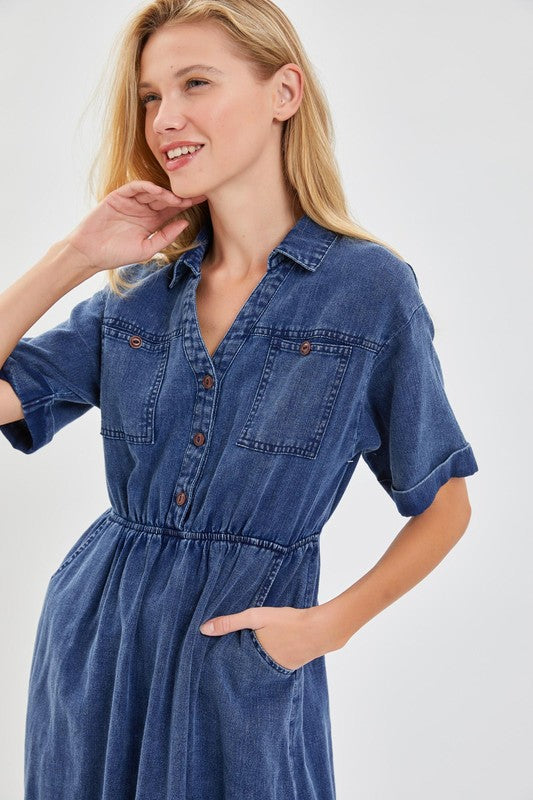 DENIM BUTTON DOWN DRESS