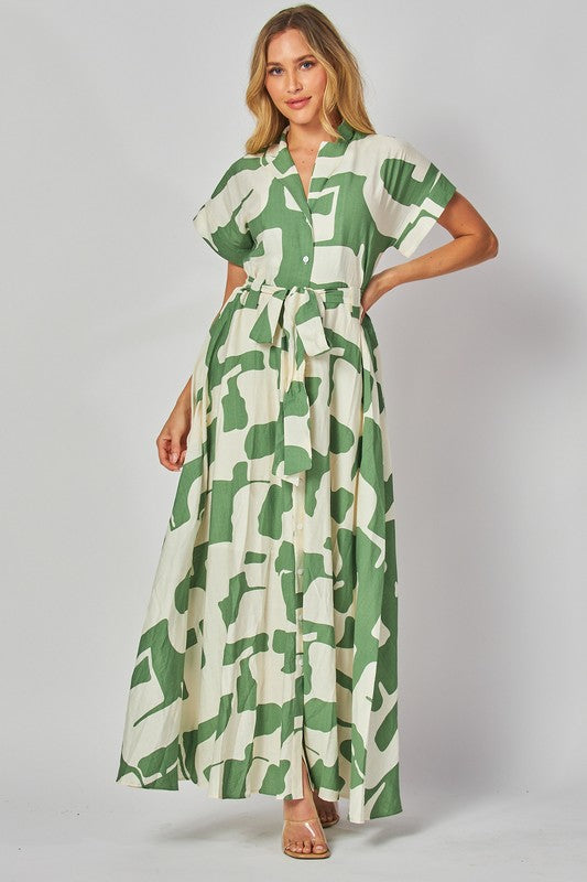 Green Ivory Linen Maxi Dress