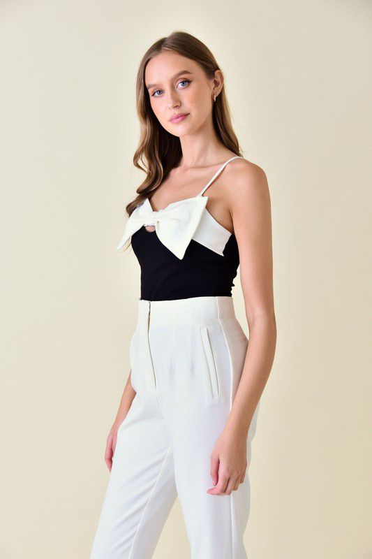 Timeless Bow ColorBlock Spaghetti Bodysuit