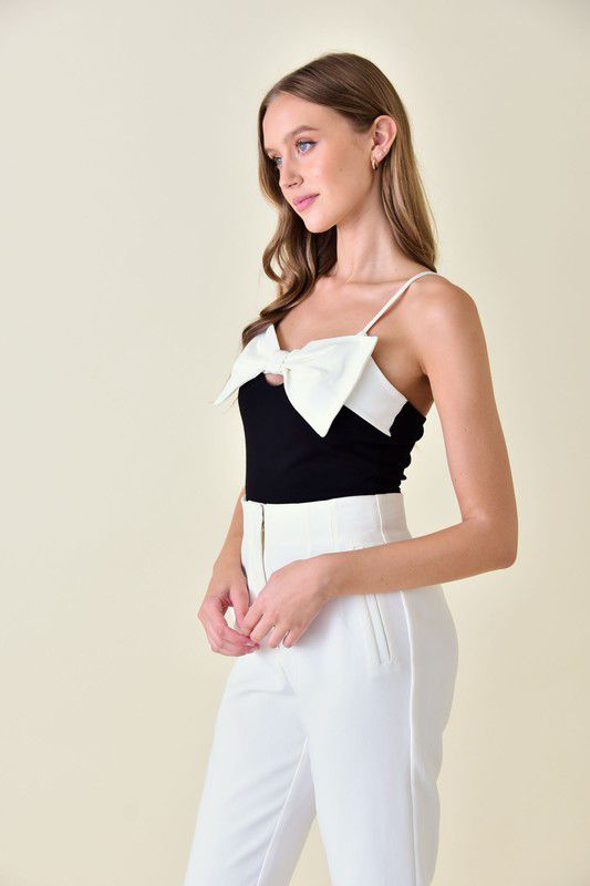 Timeless Bow ColorBlock Spaghetti Bodysuit