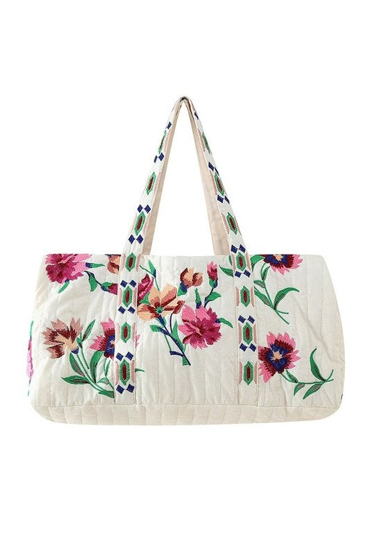 QUILTED EMBROIDERED SHOULDER BAG