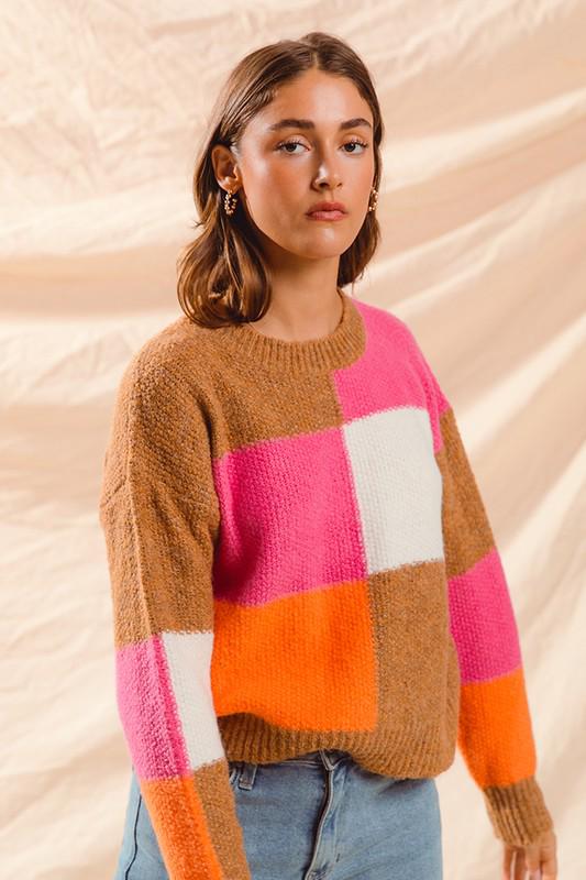 Sweater Pink, Orange and White detail