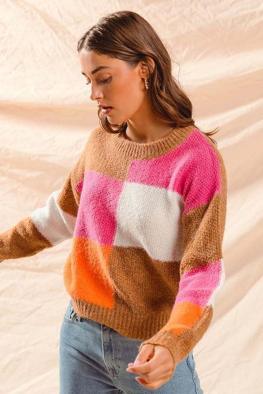 Sweater Pink, Orange and White detail