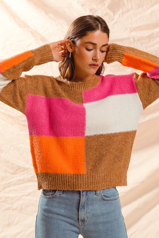 Sweater Pink, Orange and White detail