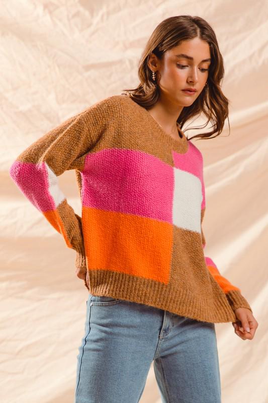 Sweater Pink, Orange and White detail