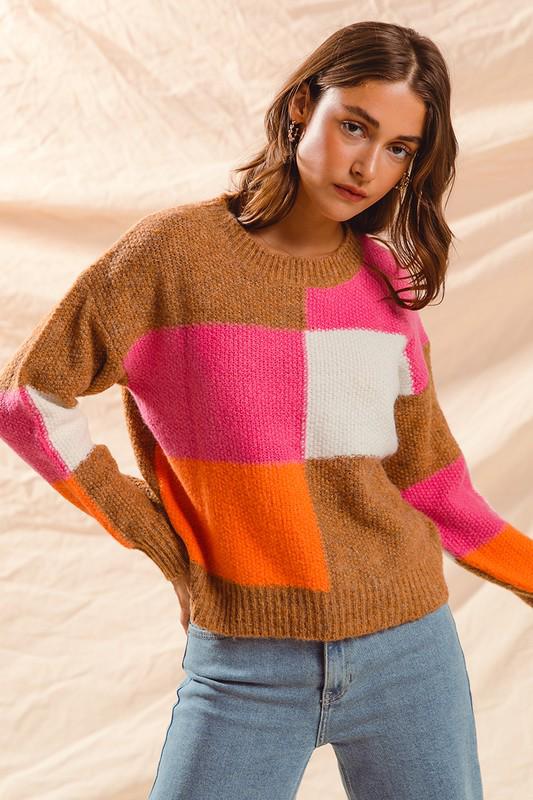 Sweater Pink, Orange and White detail