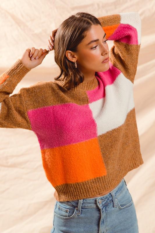 Sweater Pink, Orange and White detail