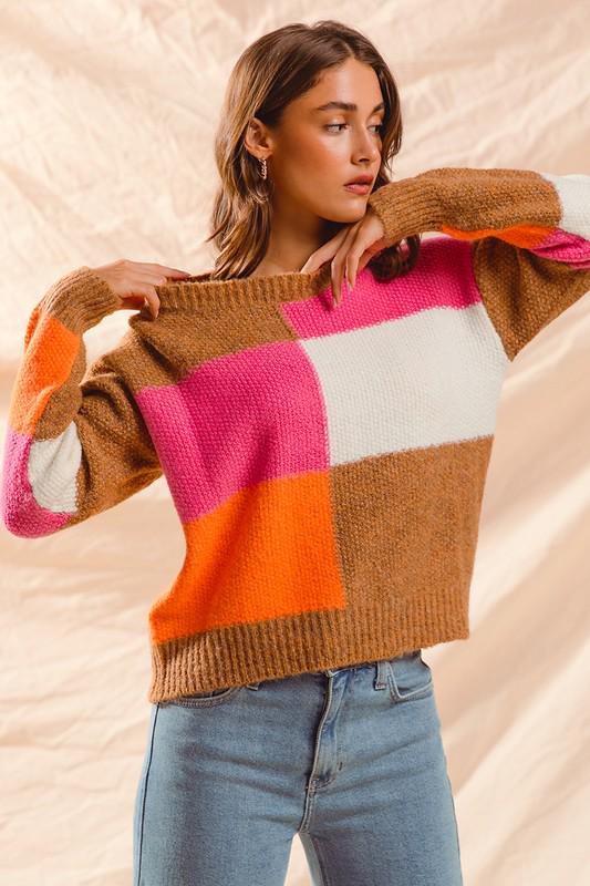 Sweater Pink, Orange and White detail