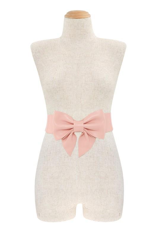 Ribbon Elastic Belt Pink