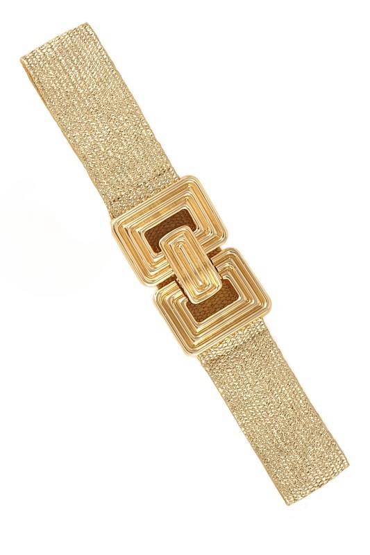 Rectangle Metallic Belt Gold