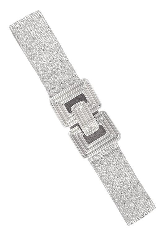 Rectangle Metallic Belt Silver