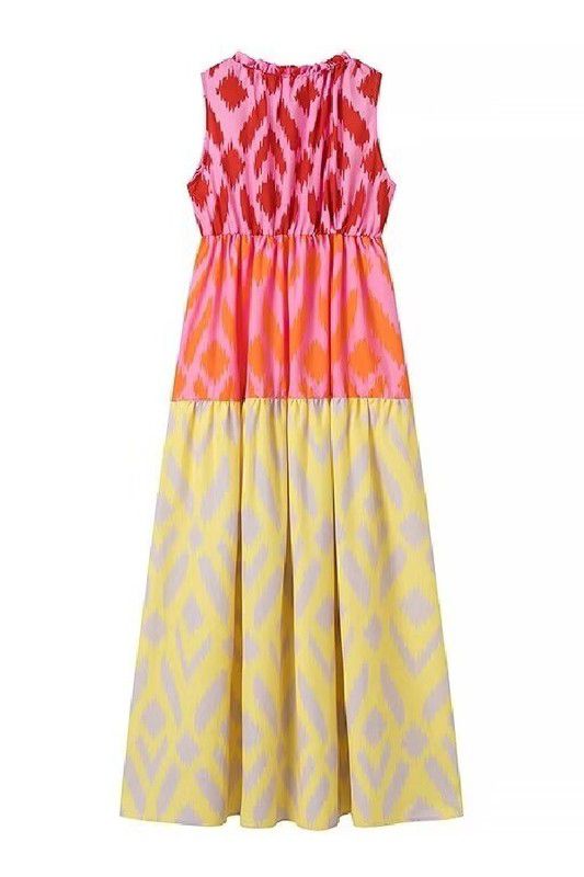 Color Block Leopard Multicolor Dress