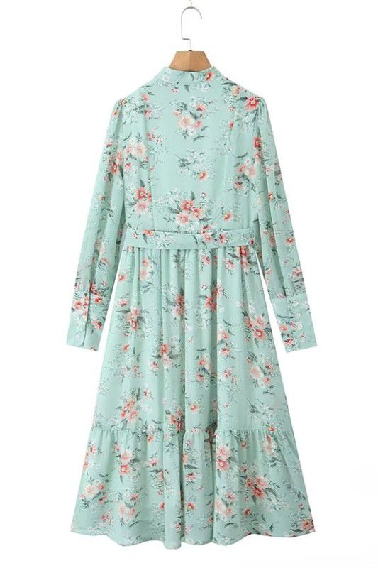 Floral Mint Belted Dress