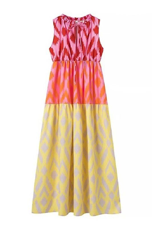 Color Block Leopard Multicolor Dress