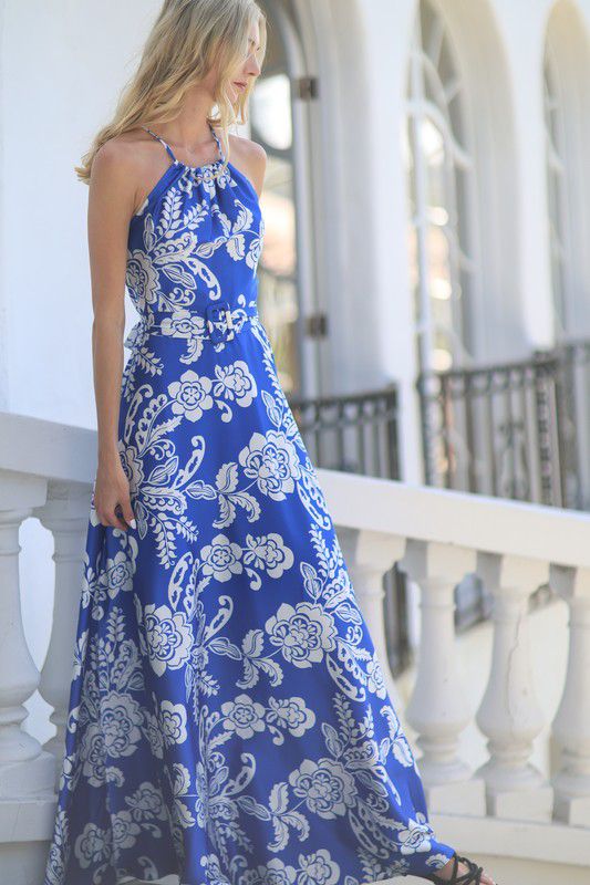 Blue Floral Maxi Dress