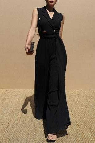 Black Double-Breasted Jumpsuit