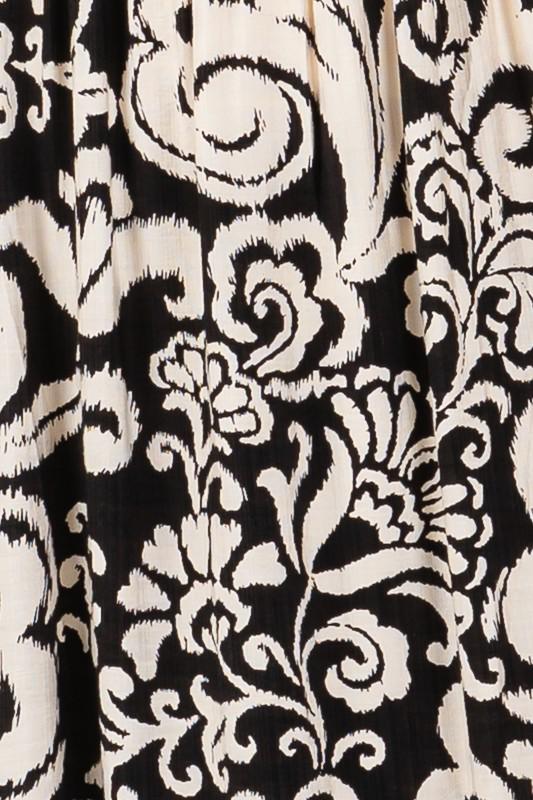 Paisley Black and Cream Midi Dress